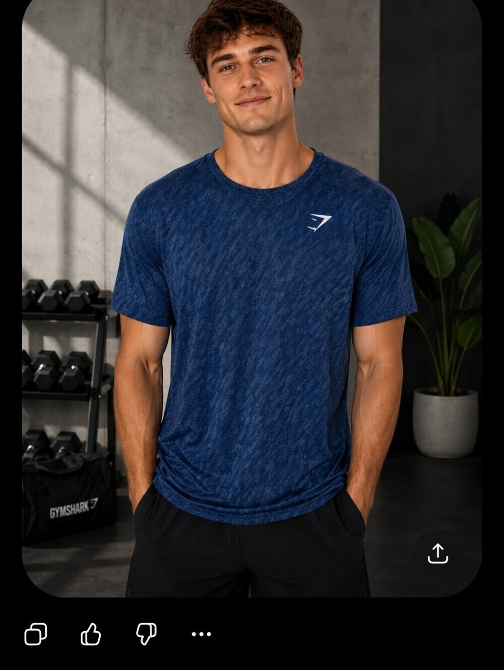 GYMSHARK MENS BLUE T SHIRT SIZE XL
